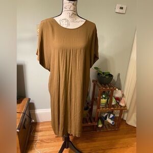 Madewell Downtown Tie-back Dress Womens L Brown Dolman Cap Sleeve